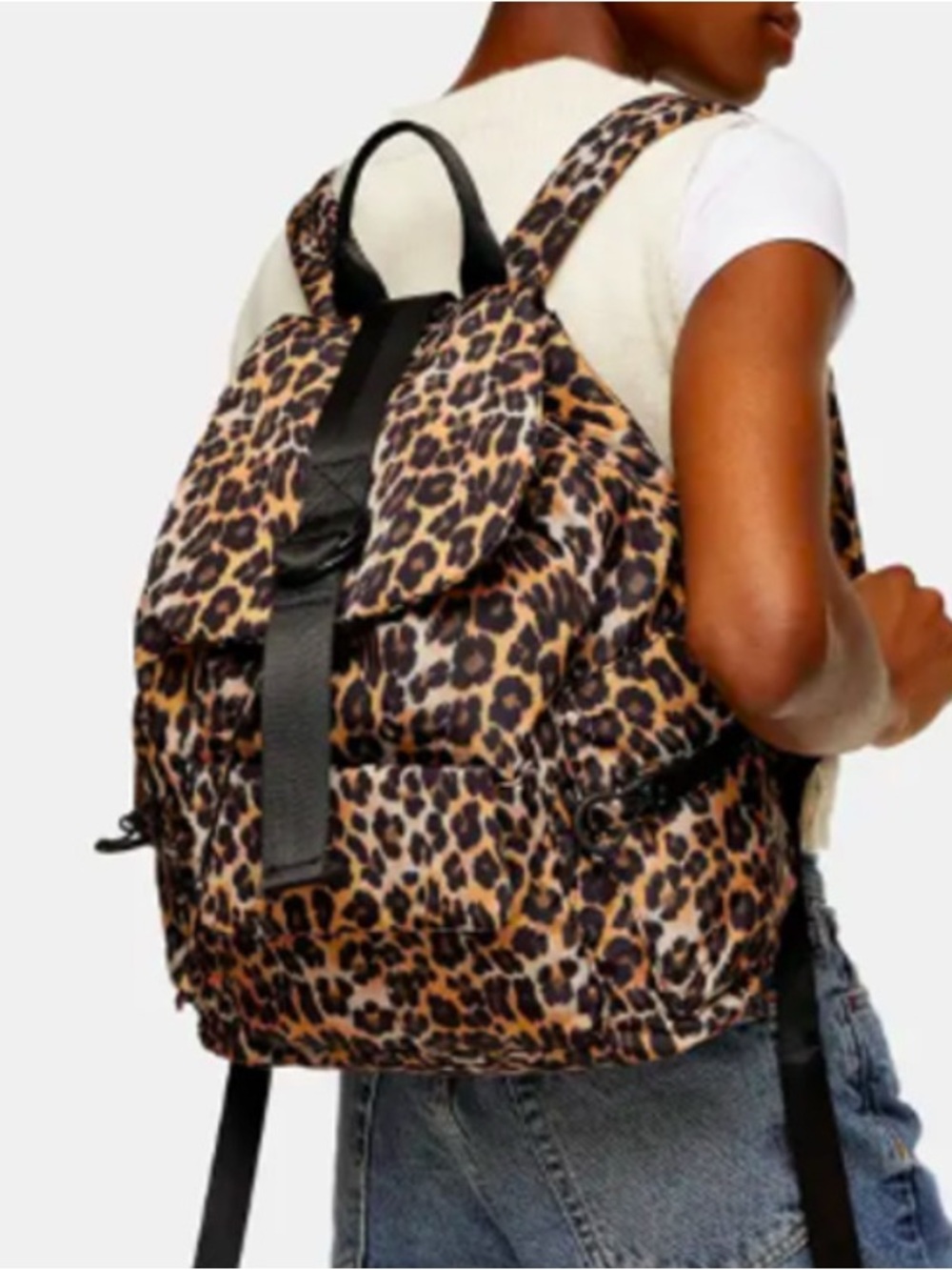 Topshop Chic Vintage Y2K Leopard Print Nylon Streetwear Backpack Women’s